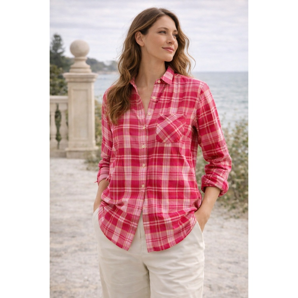 Denim & Supply Ralph Lauren Small Pink Plaid‎ RL Boyfriend Button Down Shirt